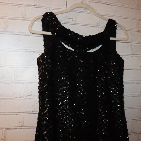 🖤✨🌙 VINTAGE BLACK SEQUIN EVENING DRESS · SIZE S ✨ - Picture 2 of 9